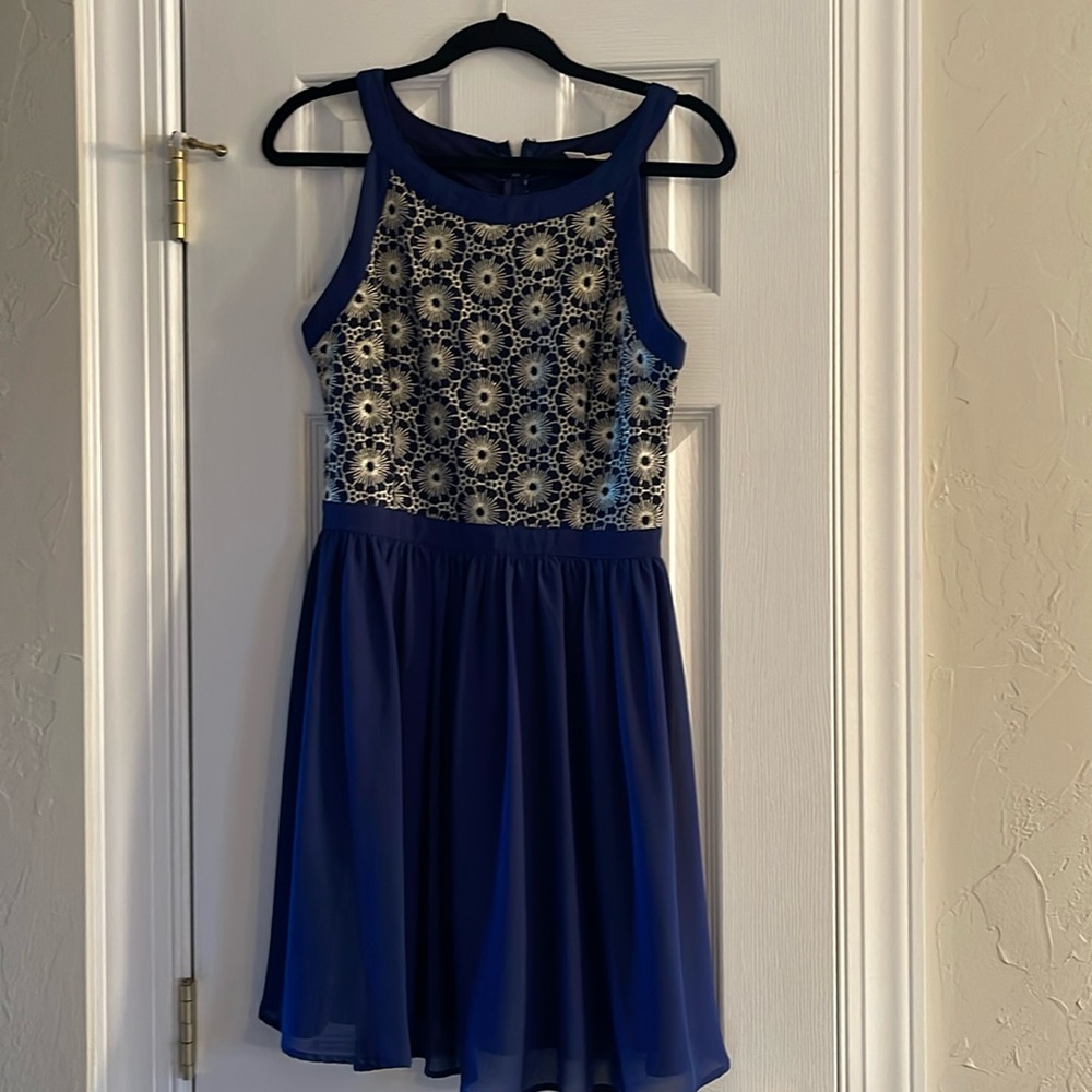 Navy Blue Cross evening  dress